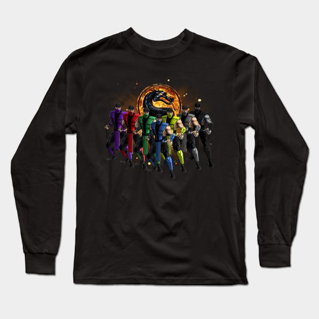 Ninja Mortal Rhapsody Kombat Long Sleeve T-Shirt by Pannolinno